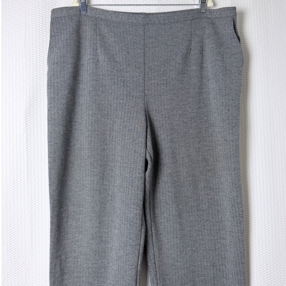 Alfred Dunner Pants Women 24W Gray Herringbone Pull On Straight Leg Comfort Work